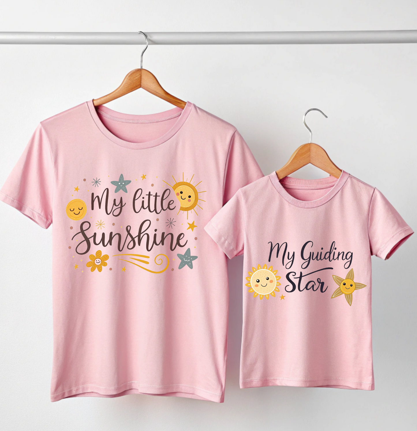 My Little Sunshine | My Guiding Star | Mother & Daughter Matching T Shirts
