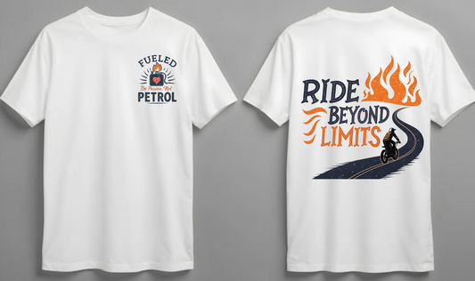 Fueled by Passion not Petrol | Ride Beyond Limits | Unisex Bike Rider T Shirt