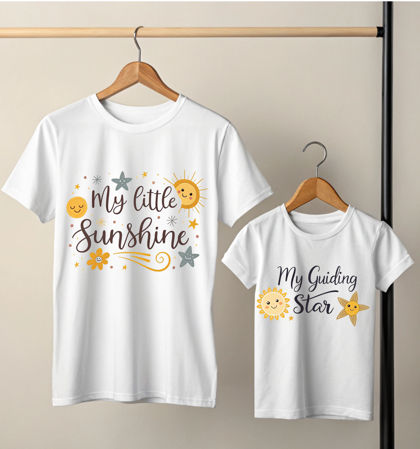 My Little Sunshine | My Guiding Star | Mother & Daughter Matching T Shirts