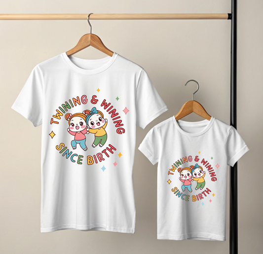 Twinning & Winning Since Birth | Mother & Daughter Matching T Shirts