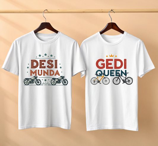 Desi Munda | Gedi Queen | Couples Matching Tees