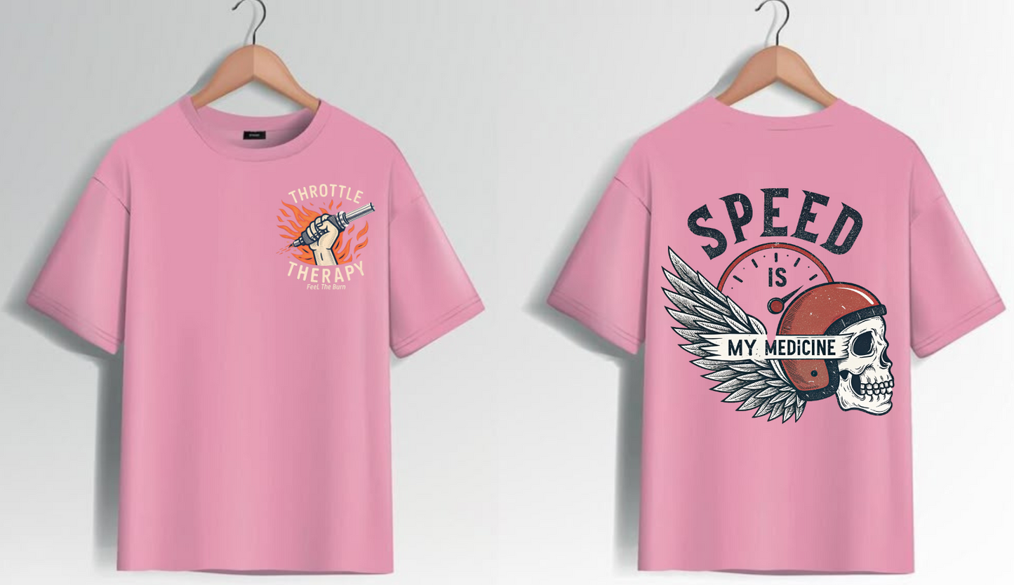 Throttle Therapy Feel the Burn | Speed is my Medicine | Unisex Bike Rider T Shirt