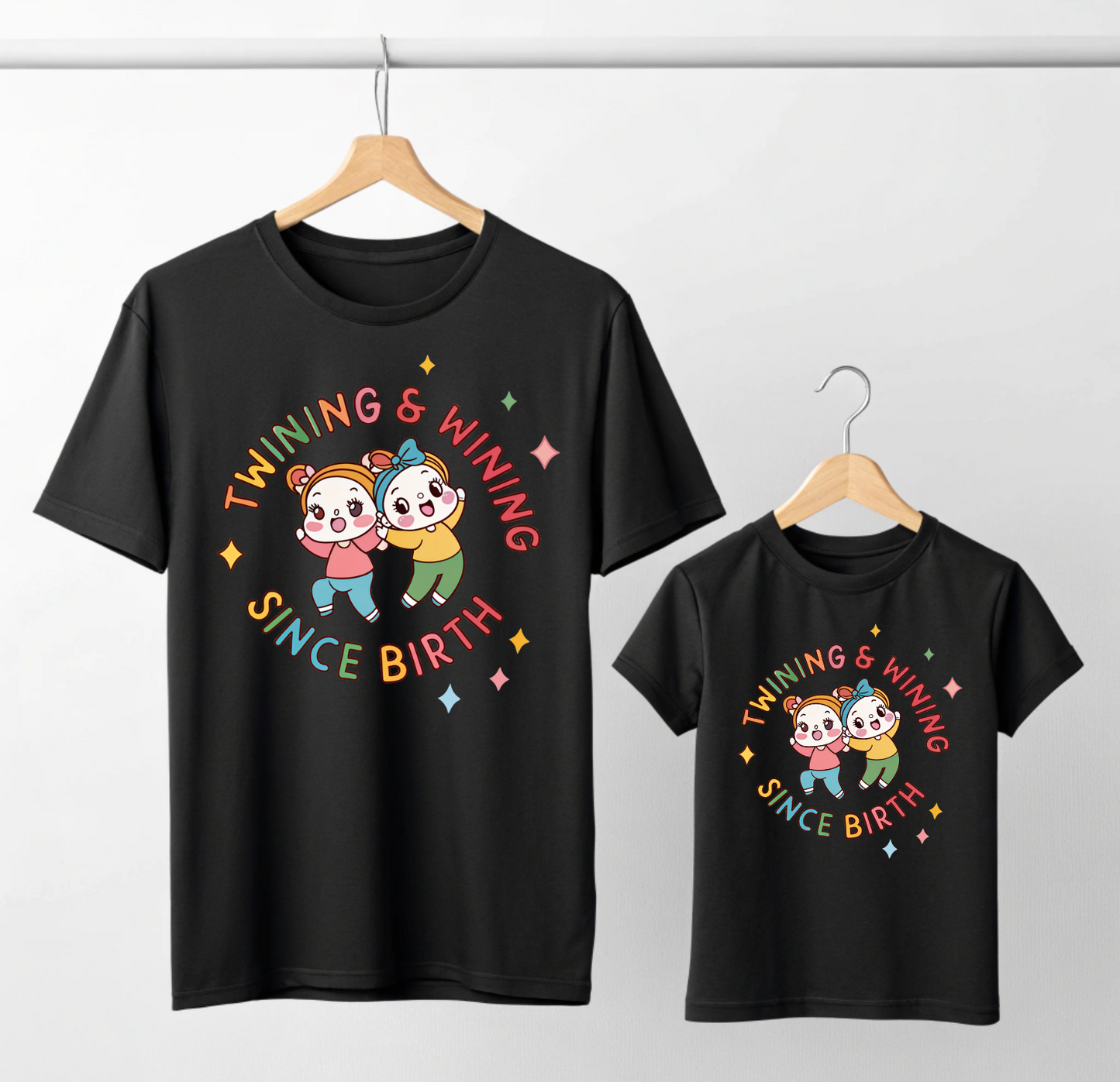 Twinning & Winning Since Birth | Mother & Daughter Matching T Shirts