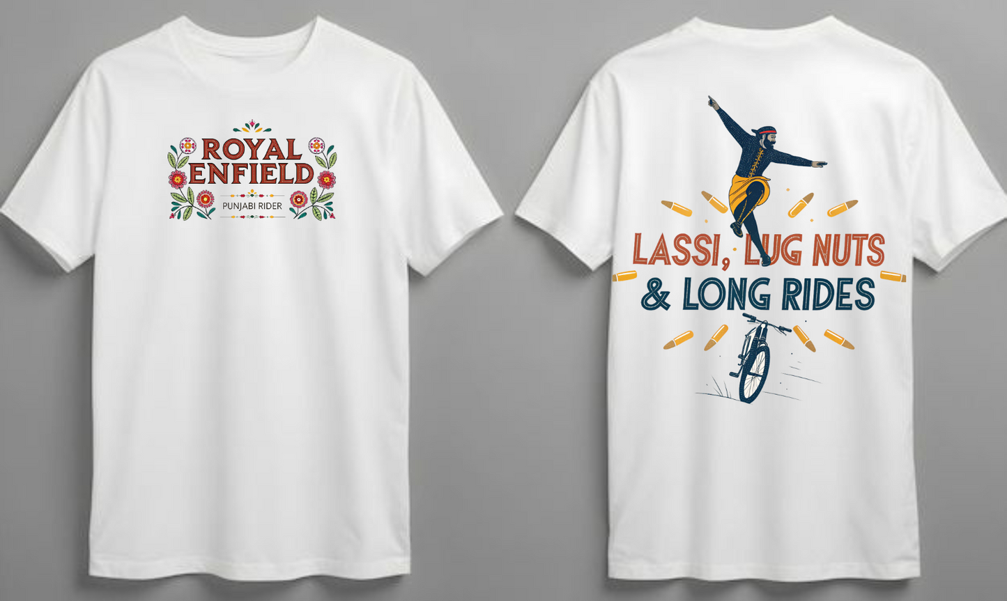 Royal Enfield Punjab Rider | Lassi, Lug Nuts & Long Rides | Unisex Bike Riders T Shirt