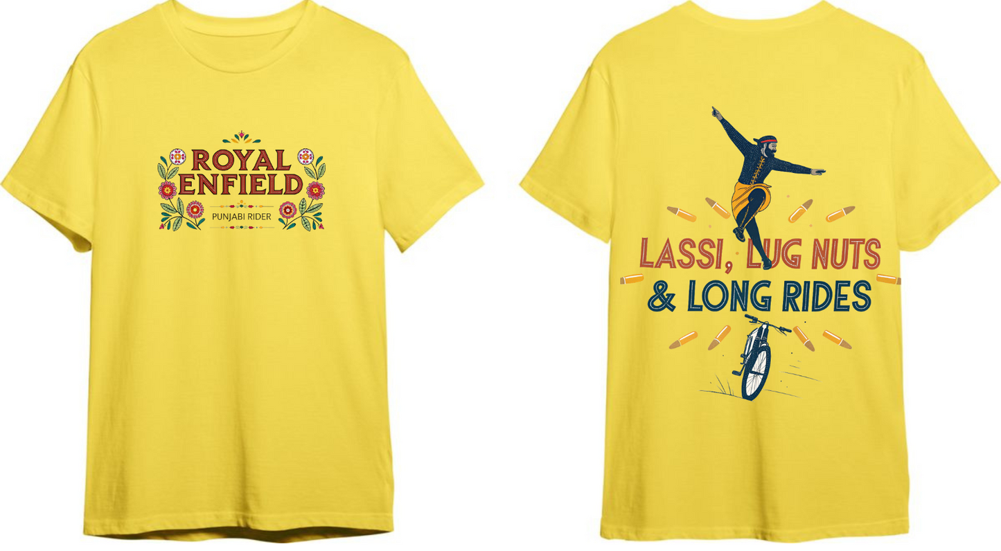 Royal Enfield Punjab Rider | Lassi, Lug Nuts & Long Rides | Unisex Bike Riders T Shirt